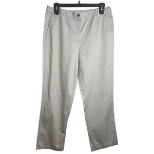 L.L. Bean Women's Khaki Flat Front Chinos Size 16